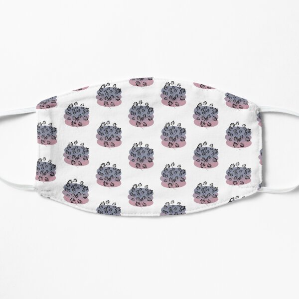 Black Pastel Leaf Print Flat Mask