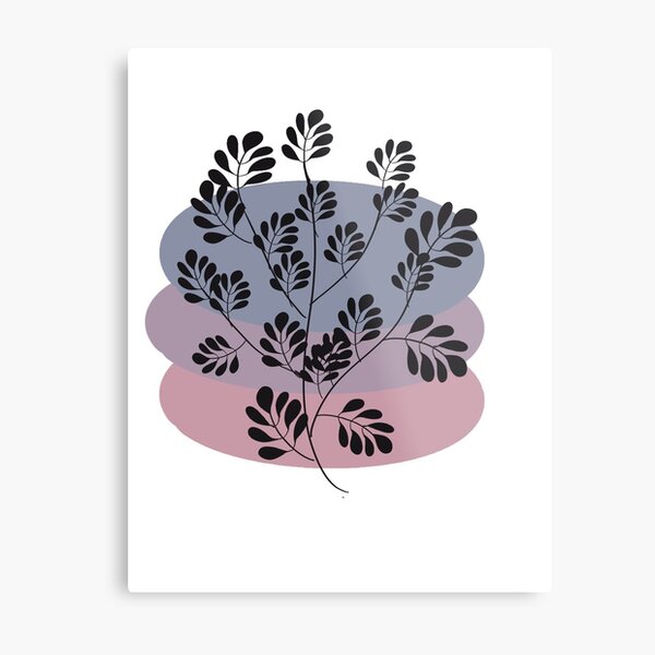 Black Pastel Leaf Print Metal Print