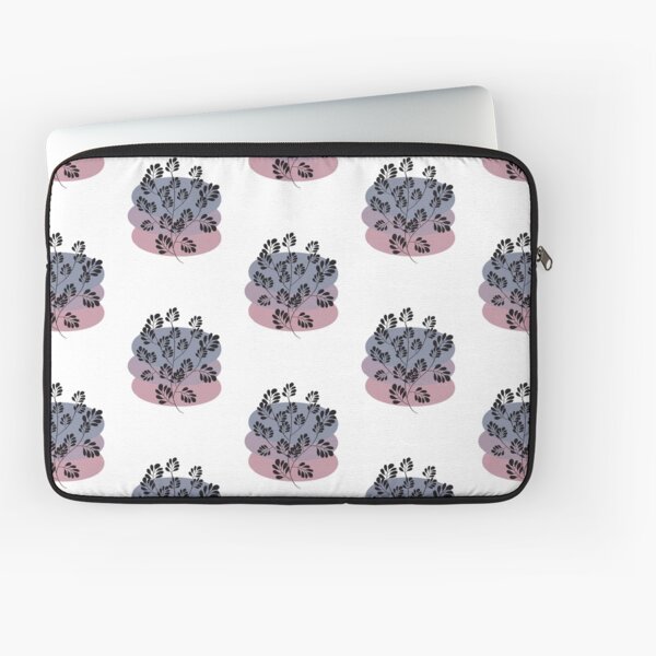 Black Pastel Leaf Print Laptop Sleeve