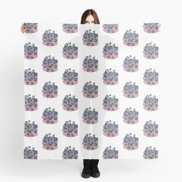 Black Pastel Leaf Print Scarf