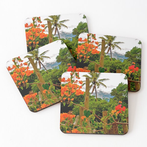 Item preview, Island Scene with Palm Tree and Red Flowers designed and sold by Anthony Macaluso.