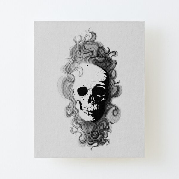 Skull and Black Smoke Canvas Mounted Print