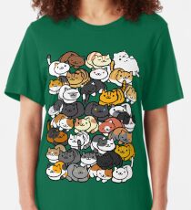 Neko Atsume Sleepy Kitties Slim Fit T-Shirt