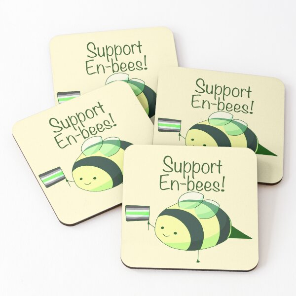 Item preview, "Support En-bees!" Nonbinary Agender Pride Bee designed and sold by ForTheFrogWar.