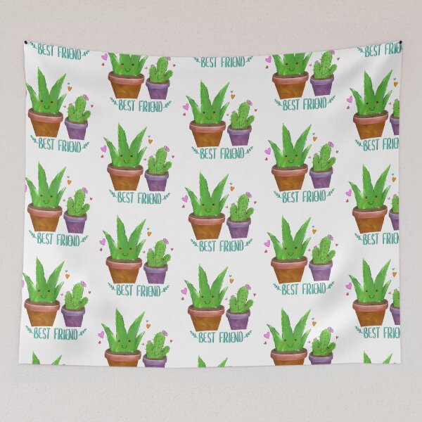 Item preview, Best Friend - Cute Cactus and Aloe vera - Flowerpots designed and sold by rainartstudio.