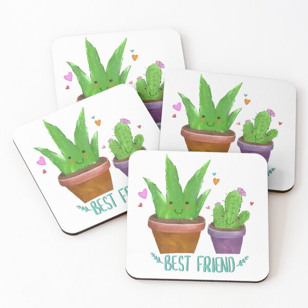 Item preview, Best Friend - Cute Cactus and Aloe vera - Flowerpots designed and sold by rainartstudio.