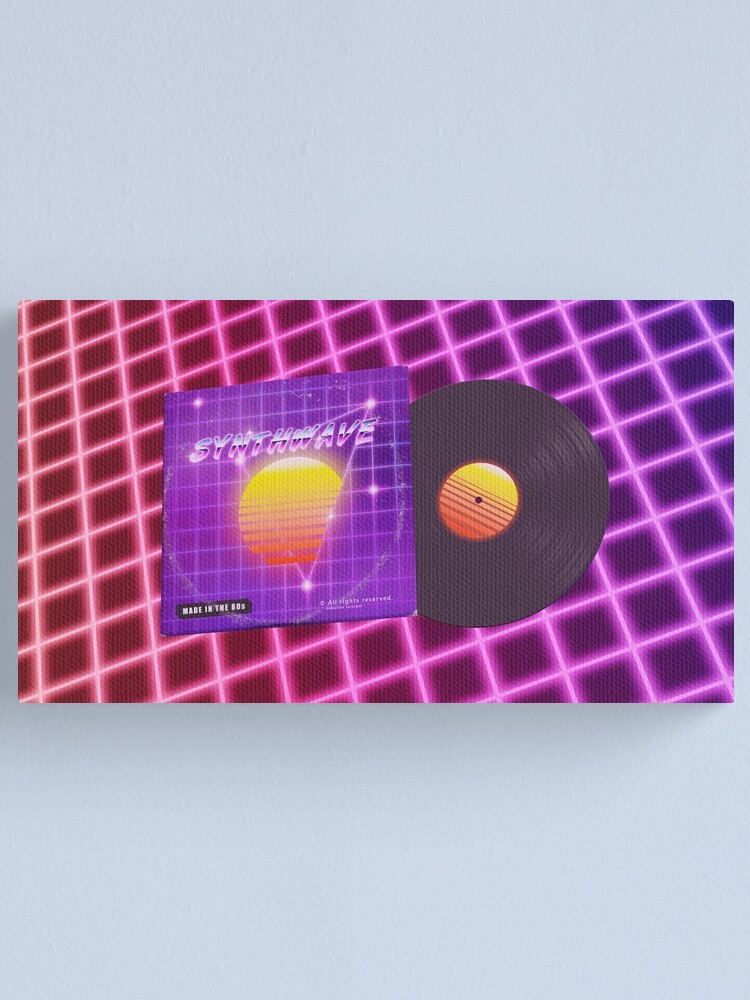 Alternate view of Synthwave music with vinyl disk Canvas Print