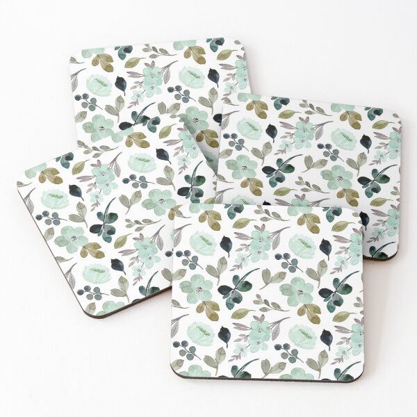 Item preview, Little Mint Green Watercolor Flowers designed and sold by meggydesigns.