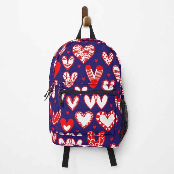 Item preview, Happy Valentine's Day dark blue background with red and white hand drawn hearts designed and sold by mashmosh.