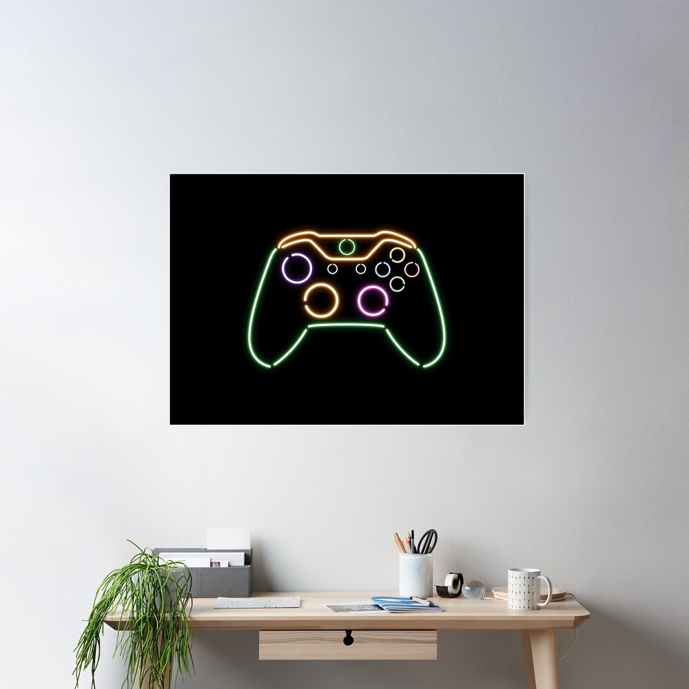 Gaming gamer controller games control pad red neon  Poster for Sale by  lukedwyerartist