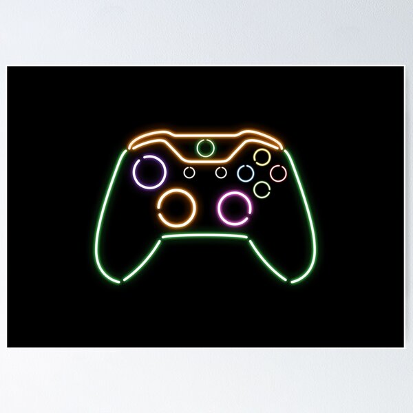 Gaming gamer controller games control pad red neon  Poster for Sale by  lukedwyerartist