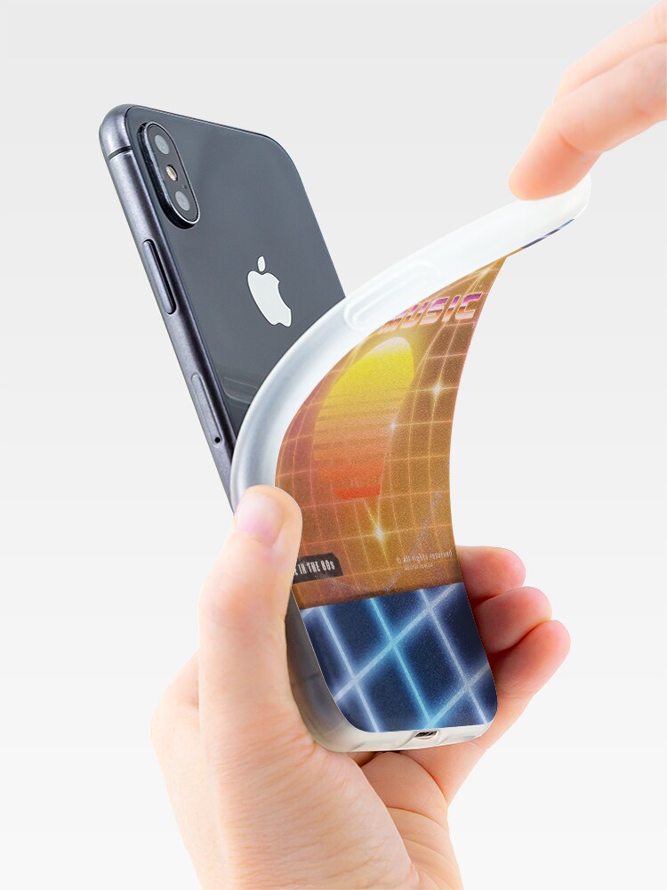 Alternate view of 80s music with vinyl disk iPhone Case
