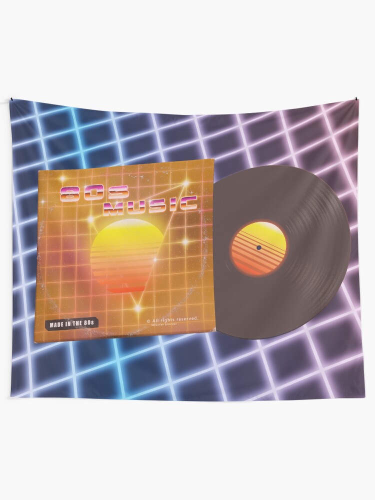 Alternate view of 80s music with vinyl disk Tapestry