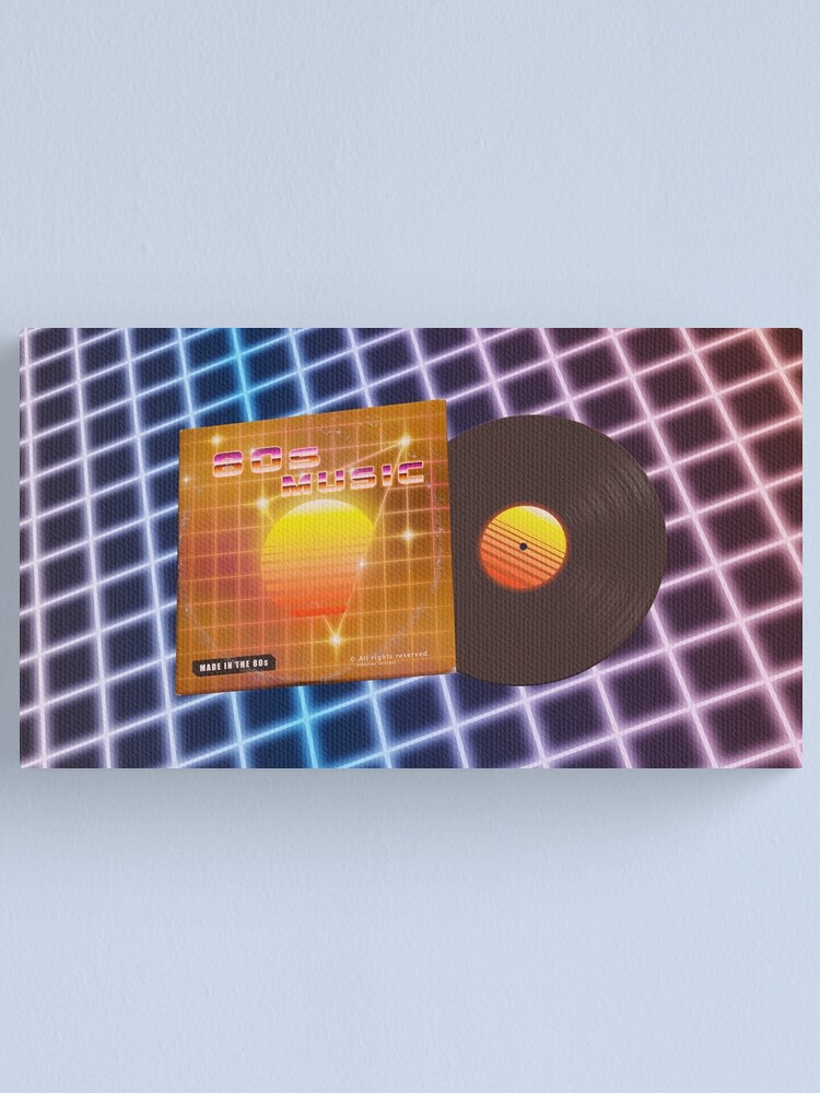 Alternate view of 80s music with vinyl disk Canvas Print