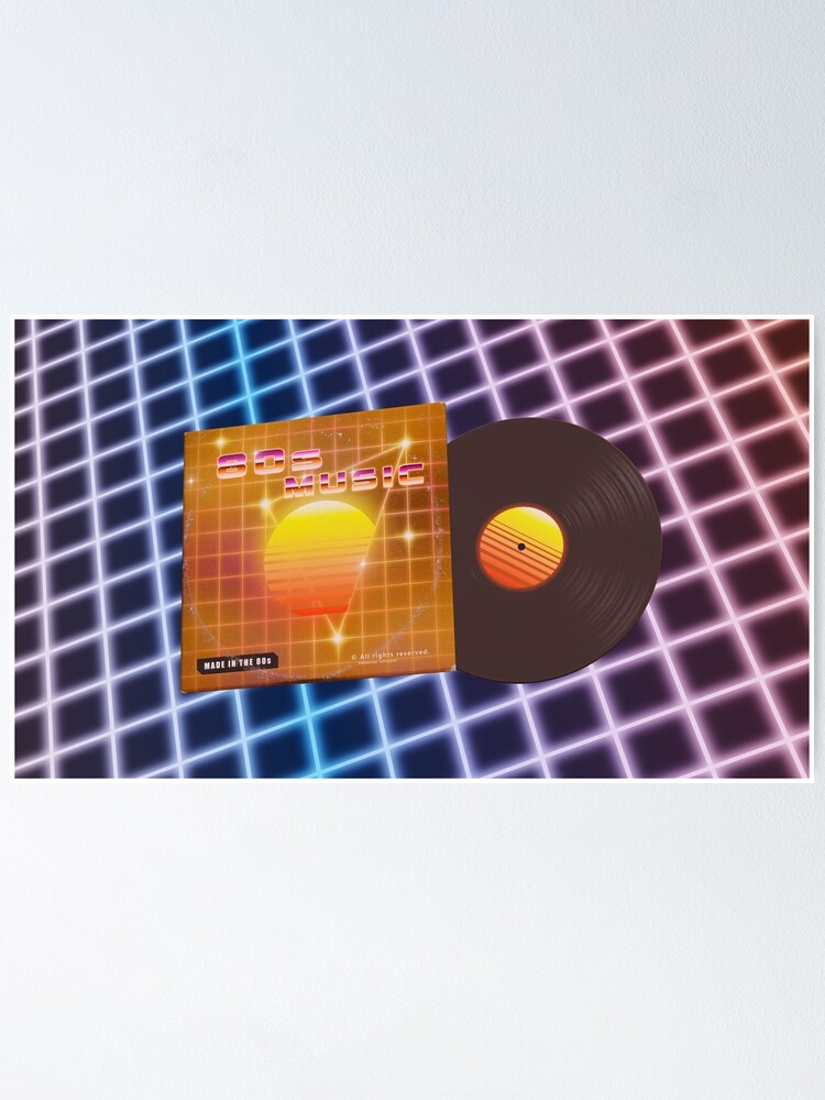 Alternate view of 80s music with vinyl disk Poster