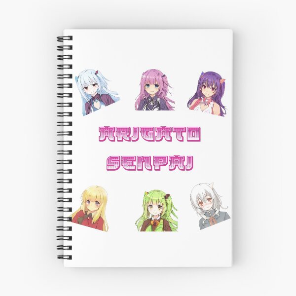 Item preview, six cute anime girls arigato senpai text designed and sold by Omniodise.