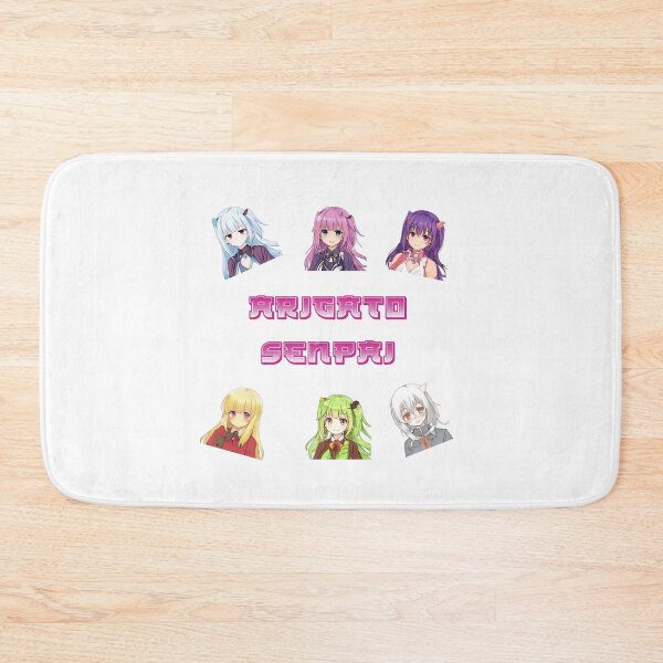 Item preview, six cute anime girls arigato senpai text designed and sold by Omniodise.