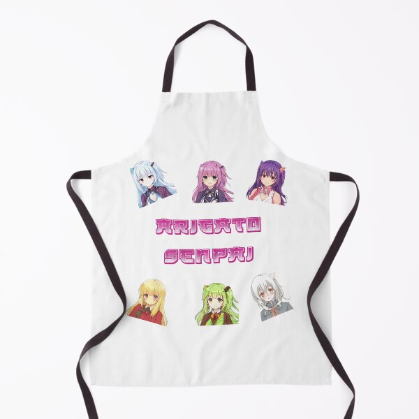 Item preview, six cute anime girls arigato senpai text designed and sold by Omniodise.