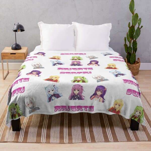 Item preview, six cute anime girls arigato senpai text designed and sold by Omniodise.