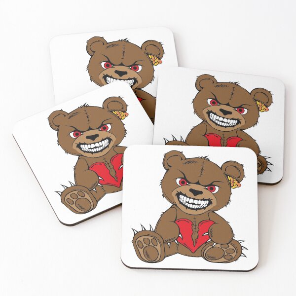 Item preview, Brown evil teddy bear with red eyes and broken heart designed and sold by Tsvet04ek.