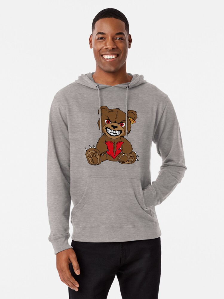 Brown evil teddy bear with red eyes and broken heart Lightweight Hoodie for Sale by Tsvet04ek Redbubble