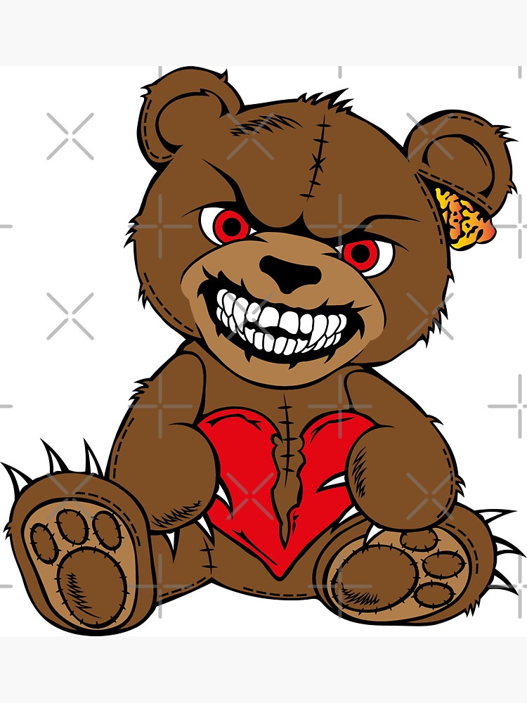 “Brown evil teddy bear with red eyes and broken heart” Magnet by