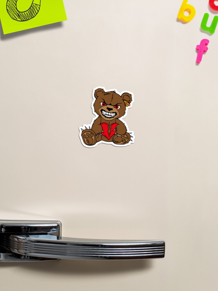 Silhouette of a torn sewn up teddy bear with a broken heart in its paws  Sticker for Sale by Tsvet04ek