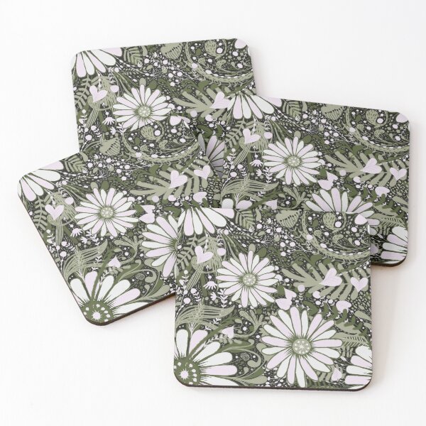 Item preview, Floral Abundance green and grey designed and sold by Joanne-Amanda.
