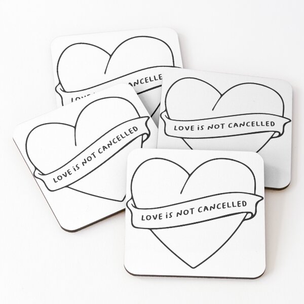 Item preview, LOVE IS NOT CANCELLED HEART LABEL BLACK AND WHITE designed and sold by CHVRDesing.