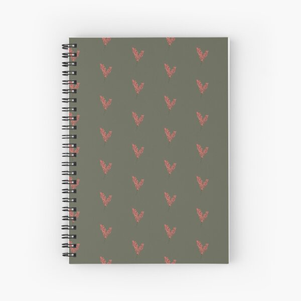Orange Red and Green Winter Floral Spiral Notebook