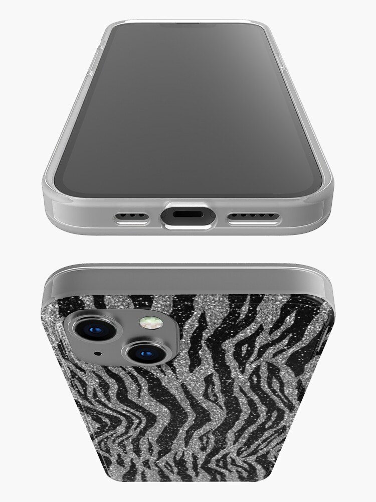 Alternate view of Black and Grey Zebra Print iPhone Case
