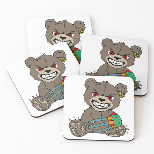 Item preview, Gray angry bear wolverine with red eyes and toothy smile designed and sold by Tsvet04ek.