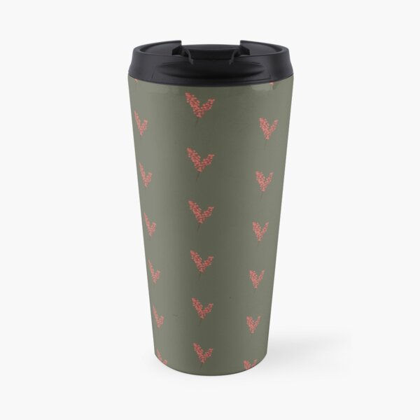 Orange Red and Green Winter Floral Travel Coffee Mug