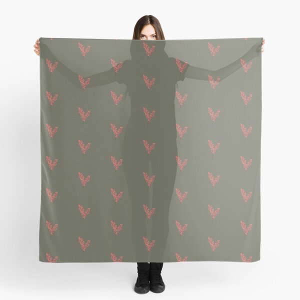 Orange Red and Green Winter Floral Scarf