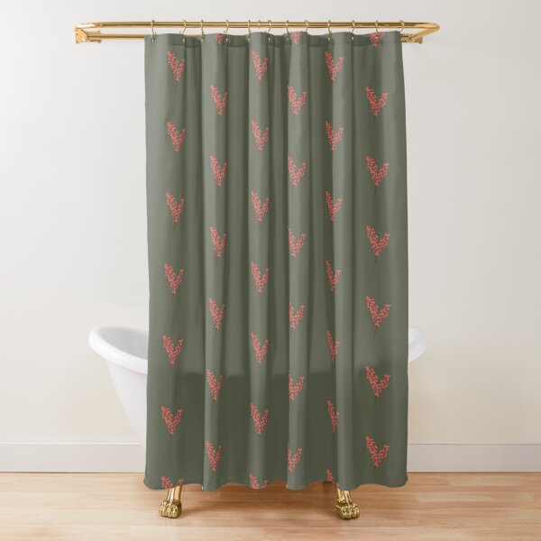 Orange Red and Green Winter Floral Shower Curtain
