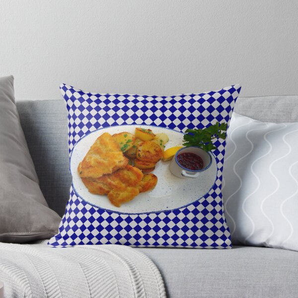 Item preview, Munchner Schnitzel Bavarian Blue Checkered Tablecloth  designed and sold by SaltCitySage.