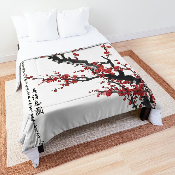 Cherry Blossom Japanese Woodblock Print OHanami Classic Comforter