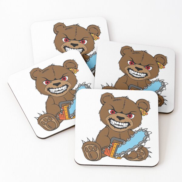 Item preview, Brown angry bear with chainsaw, red eyes and toothy smile designed and sold by Tsvet04ek.