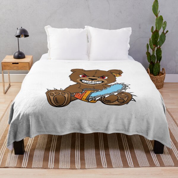 Item preview, Brown angry bear with chainsaw, red eyes and toothy smile designed and sold by Tsvet04ek.