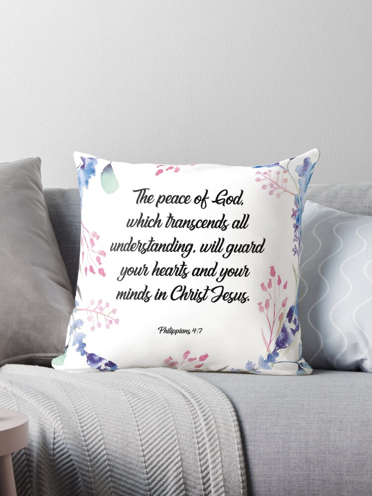 Faith Based Gifts by ADS Sage Green Floral Inspirational Christian Bible  Quote Throw Pillow, 18x18, Multicolor