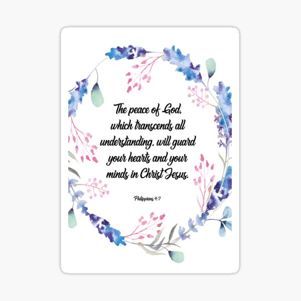 The peace of God, happiness positivity, Philippians 4:7, Bible verse, scripture, Christian gift Sticker