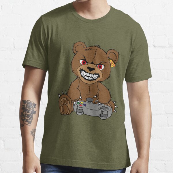 Brown angry bear with joystick, game player, cartoon bear wth red eyes,  smiling bear Kids T-Shirt for Sale by Tsvet04ek