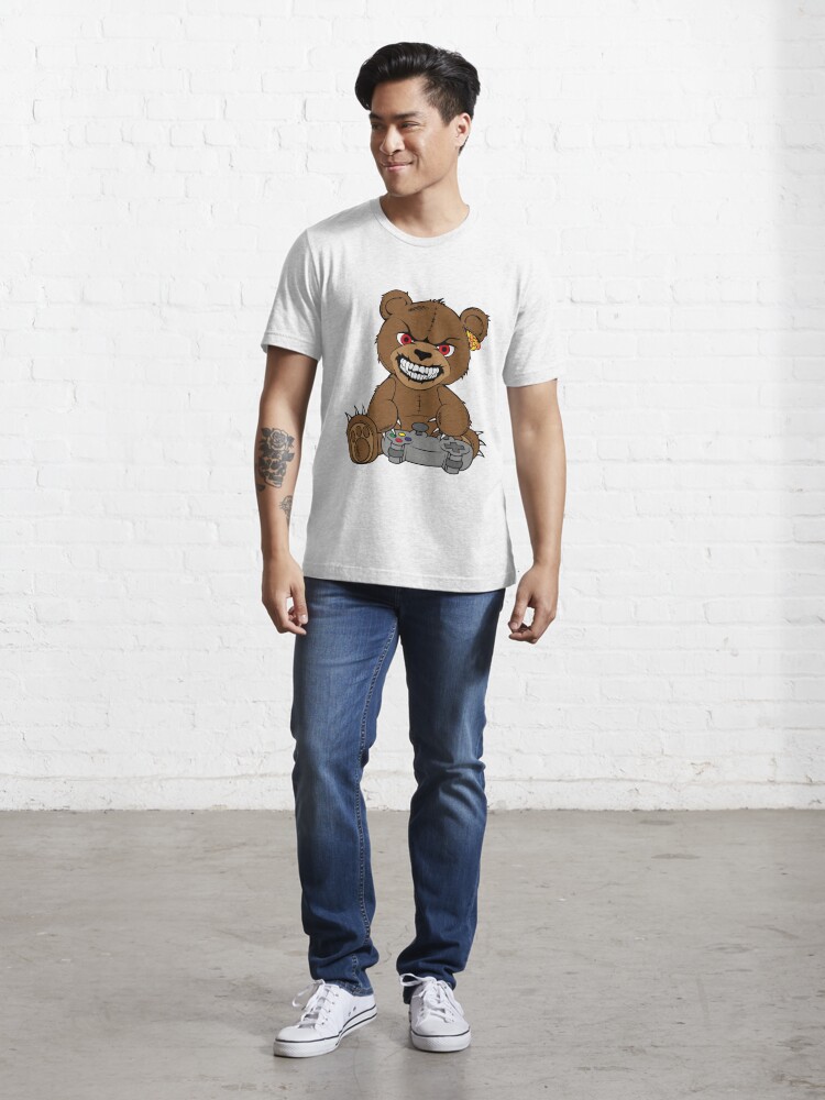 Brown angry bear with joystick, game player, cartoon bear wth red eyes,  smiling bear Kids T-Shirt for Sale by Tsvet04ek