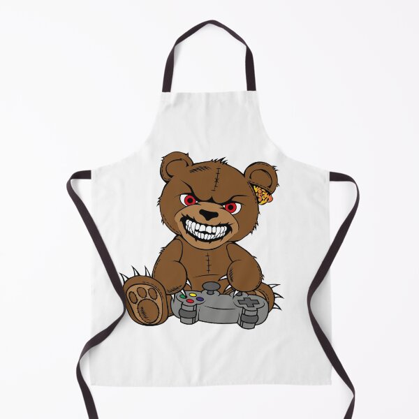 Item preview, Brown angry bear with joystick, game player, cartoon bear wth red eyes, smiling bear designed and sold by Tsvet04ek.