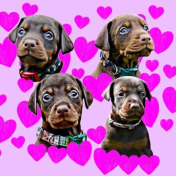 Artwork thumbnail, Doberman Puppies - Socks (Pink Hearts) by HohenhallaDobes