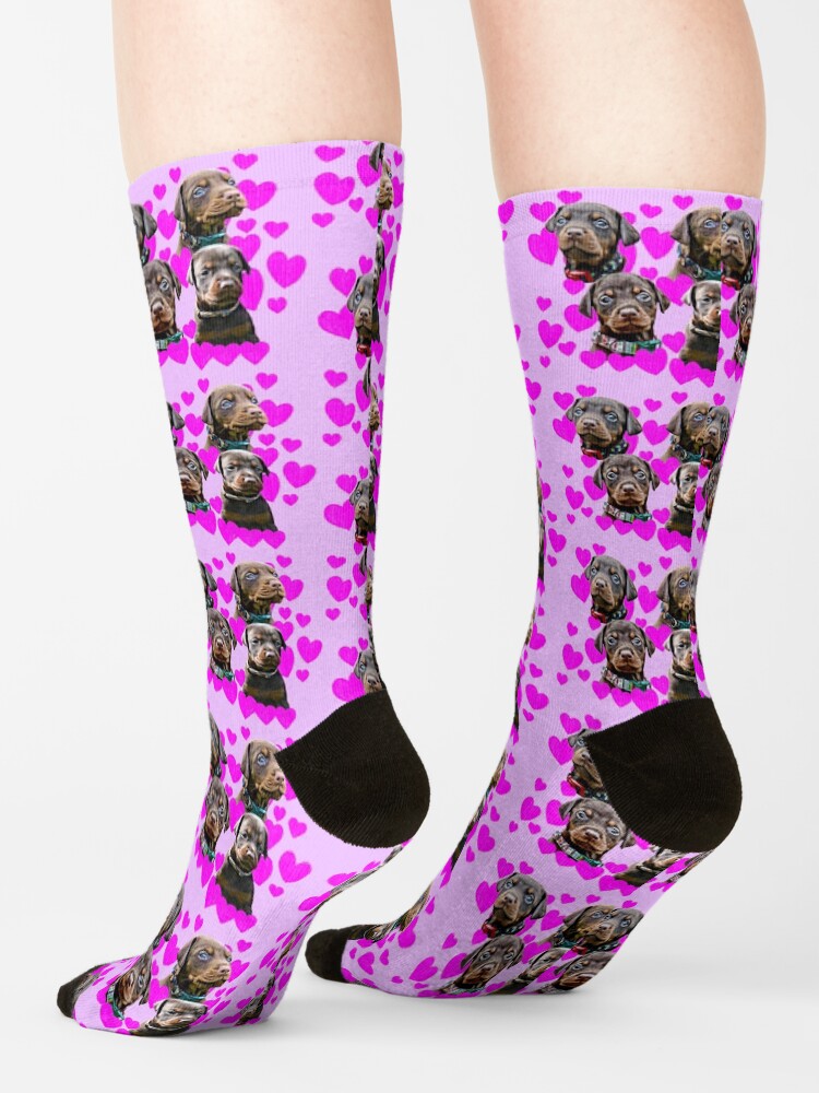 Thumbnail 4 of 5, Socks, Doberman Puppies - Socks (Pink Hearts) designed and sold by HohenhallaDobes.