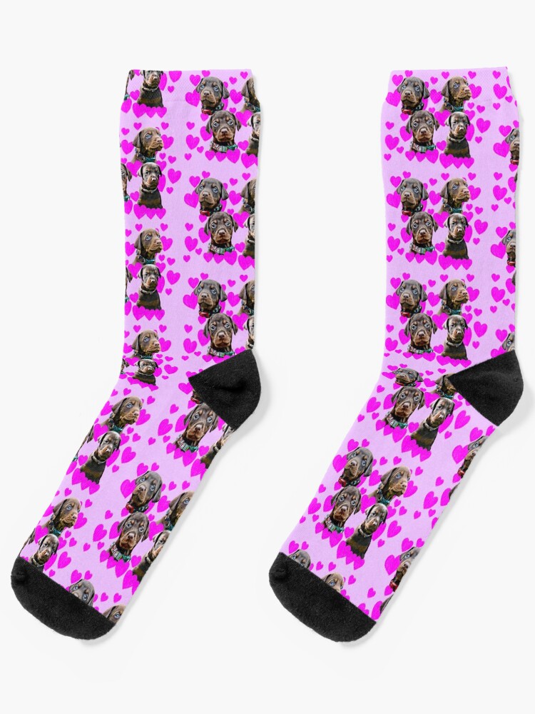 Thumbnail 1 of 5, Socks, Doberman Puppies - Socks (Pink Hearts) designed and sold by HohenhallaDobes.