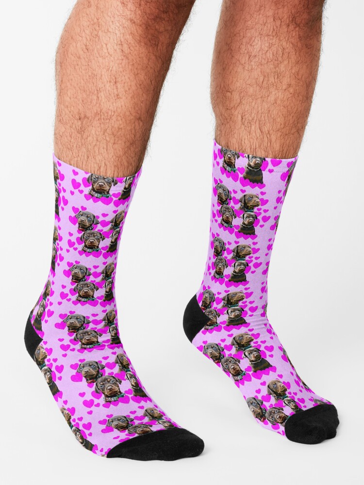 Thumbnail 3 of 5, Socks, Doberman Puppies - Socks (Pink Hearts) designed and sold by HohenhallaDobes.