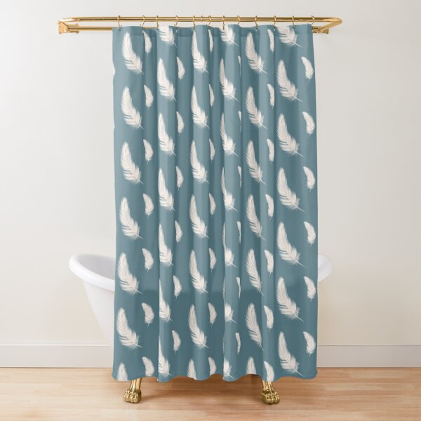 Cottage Blue Feather Shower Curtain