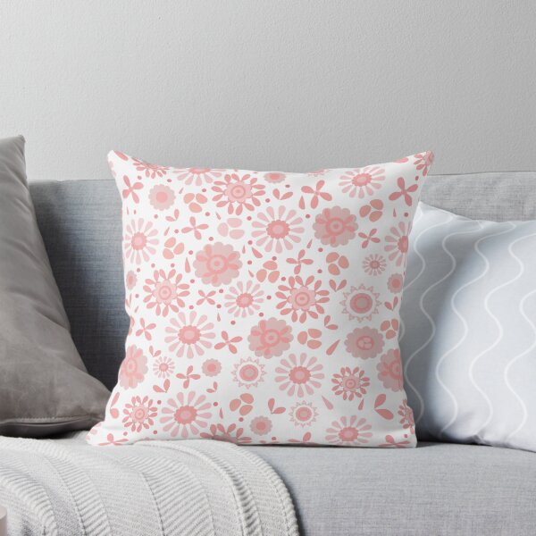 Geo Digital Floral - Happy Pink Throw Pillow